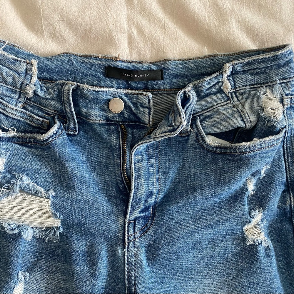 Flying Monkey Light Blue Distressed Flare Jeans - Picture 6 of 9